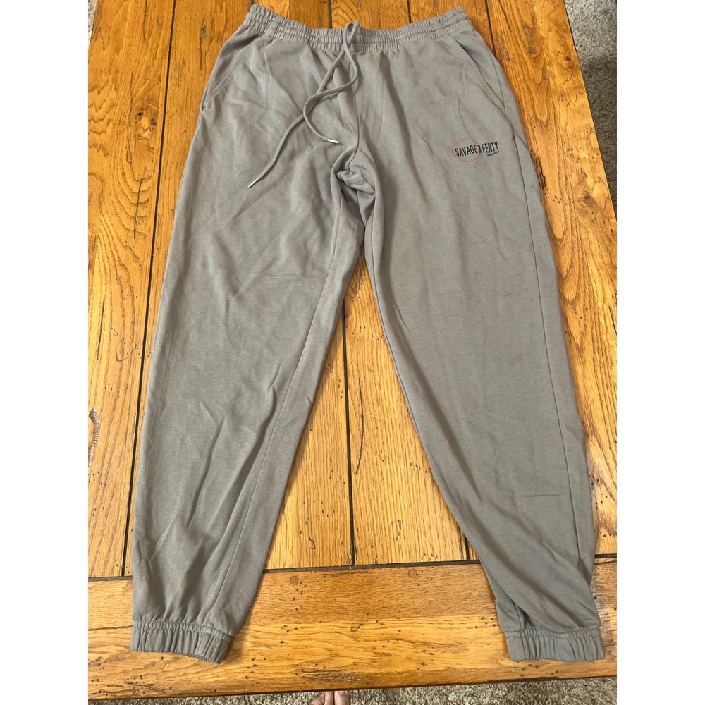 Savage X Fenty Womens Gray Logo Joggers Sweatpants Small Lounge Athleisure